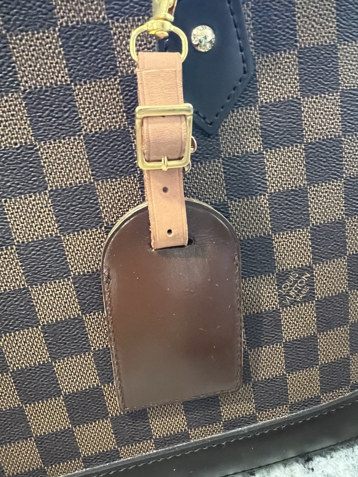 Preloved LOUIS VUITTON Vachetta purse Luggage Tag  Hand Painted Charm thumbnail 2