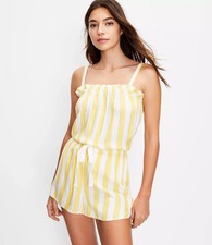 LOFT Striped Pajama Cami And Shorts Set Medium/Large PJs Yellow White Sleep NWT