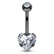 Black Heart Stone Navel Piercing 8 Mm