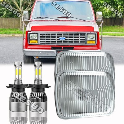 100W 7x6'' 5x7'' Led Headlight Hi-Lo w/ H4 for Ford E-100 E-150 E-250 Econoline