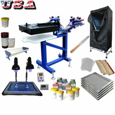 TechTongda 3 Color 1 Station Screen Printing Kit with Floor-standing Screen Mach