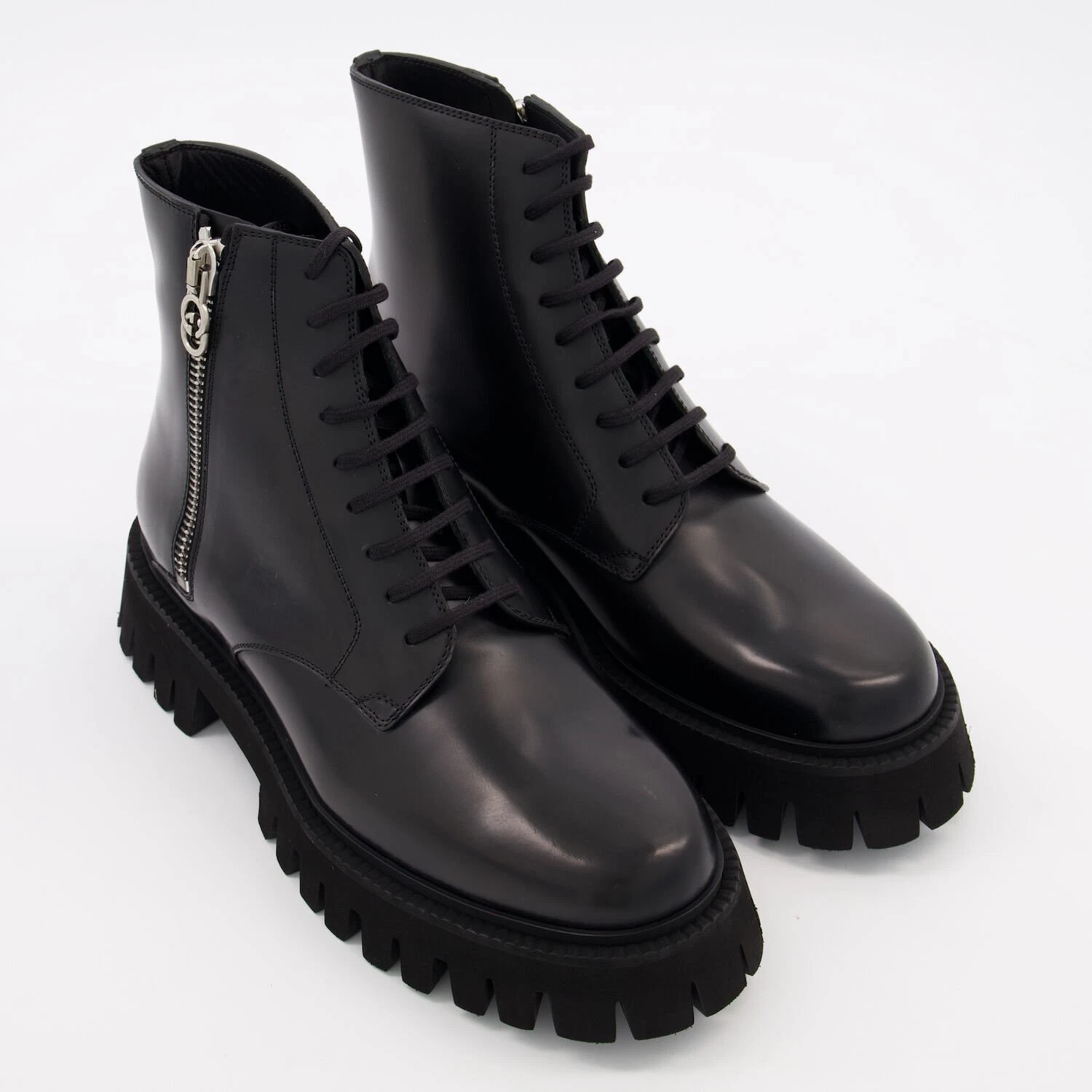 Gucci Bottines Homme Cuir Noir Millennial Ribot UK 12 / EU 47   Zippées...