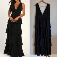 NWOT Amazing Evening Black Tiered Maxi Dress