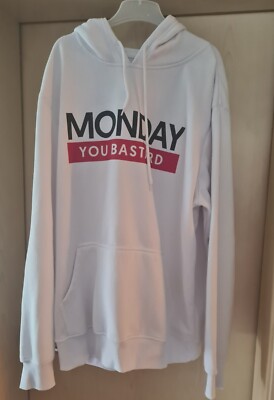 Hoodie *  Kapuzenpullover * Monday you Bastard *  weiß * Gr. XL * 