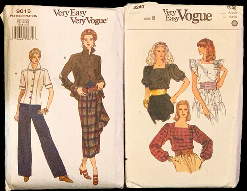 17 Vogue Vintage Schnittmuster gebraucht meist 80er Jahre gesmoktes Dichterkleid - Bild 6 von 18