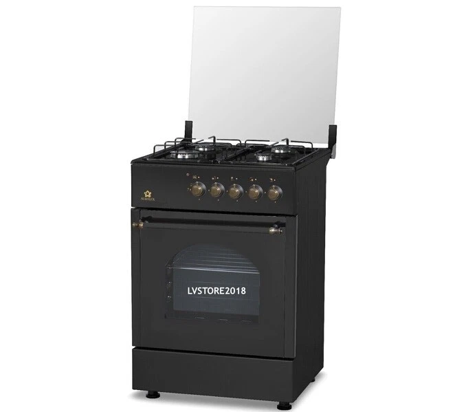 CUCINA A GAS 60 4 FUOCHI E FORNO GAS NERO RETRO' MANOPOLE VINTAGE - Bild 1 von 1