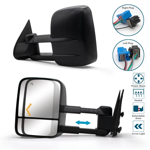 Tow Mirrors for 03-06 Chevy Silverado 1500 2500HD 3500HD Power Heated Arrow Lamp