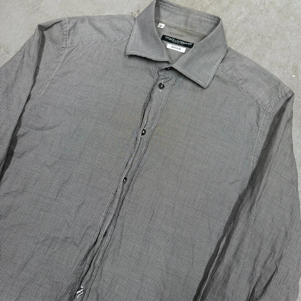 Camisa de Vestir Dolce & Gabbana Dorada Calce Ajustado Texturizada Italia 39 15 1/2 Mediana Foto 3 de 4
