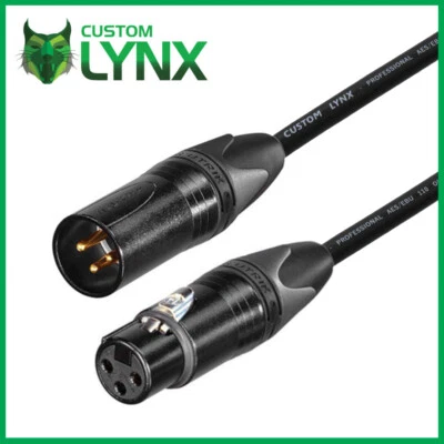 Custom Lynx AES/EBU Cable 110ohm. 3 PIN Male XLR to 3 PIN Female XLR. DMX Lead