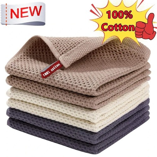New 100% Cotton Dishcloth Ultra Soft Absorbent Kitchen Towel Household Cleaning