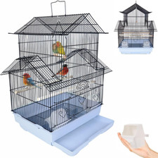 Gabbia Voliera per Uccelli Forma Casetta, Pappagalli Inseparabili, Parrocchetti,