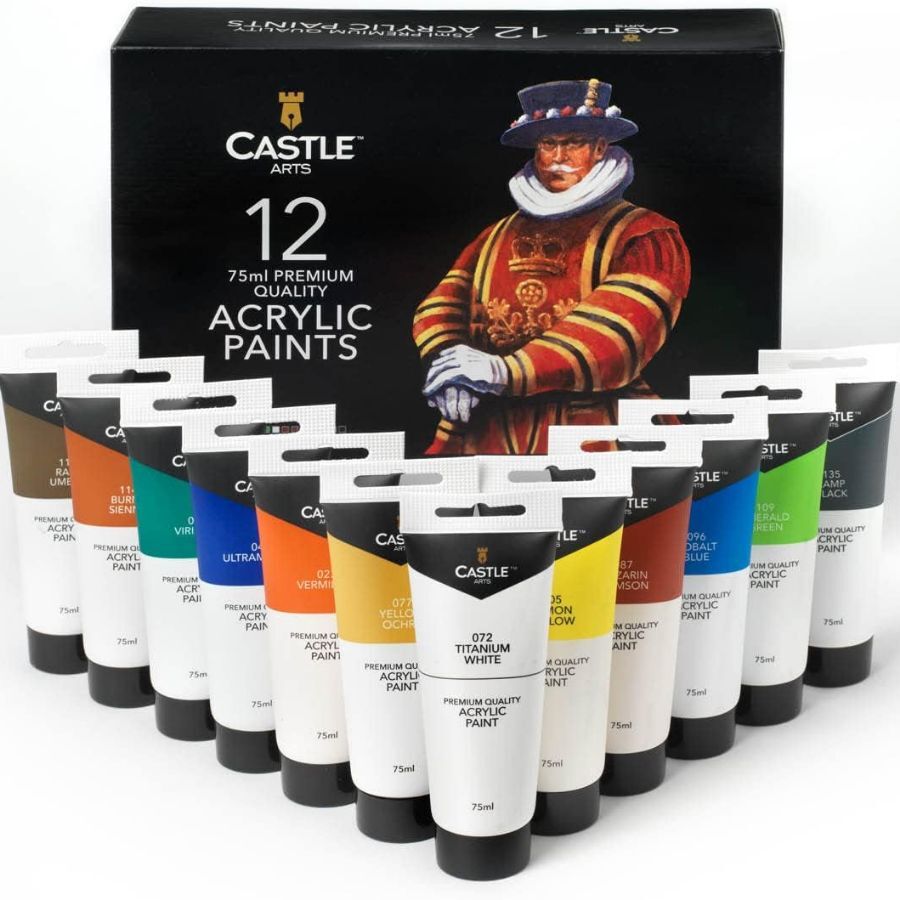 12 Large 75ml Acrylic Paints Set Tubes for Adults Artists and Beginners