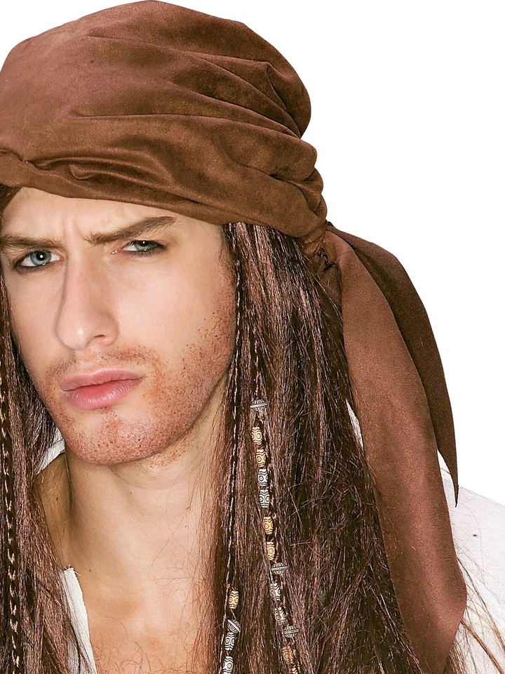 Pañuelo pirata para hombre bufanda con peluca rastas cuentas de pelo pelucas caribeñas Jack Sparrow Foto 4 de 4