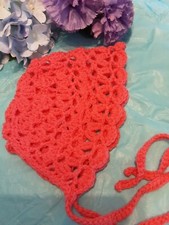 Baby Bonnet 12-18mth handmade crochet. Free 2nd Class Post on same working day