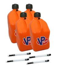 Vp Racing Orange Square Fuel Jug Gas Can 4 Pack 4 Hoses Dirt Track Drag Racing