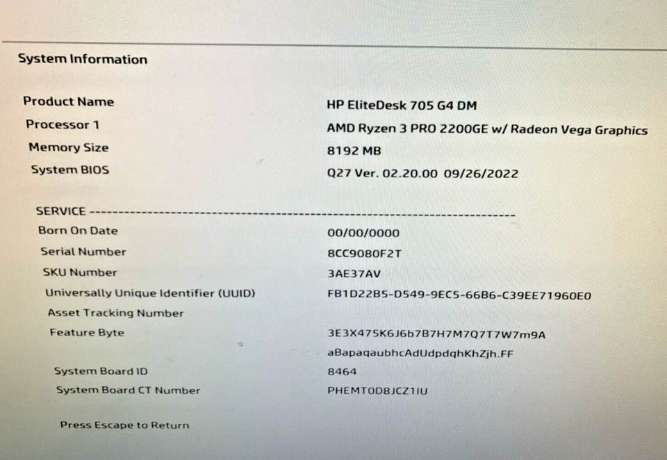 HP EliteDesk 705 G4 Mini PC - Ryzen 3 PRO 2200GE -8GB RAM - 240GB SSD - OS - Image 2 of 4