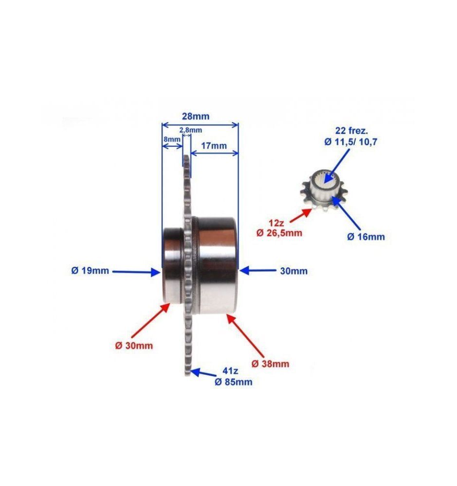 Roue de démarrage libre 4T à galets renforcés avec pignon anticorrision - 3