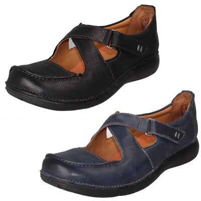 Damen-Freizeitschuhe unstrukturiert von Clarks Klettverschluss ''Un Loop Strap''