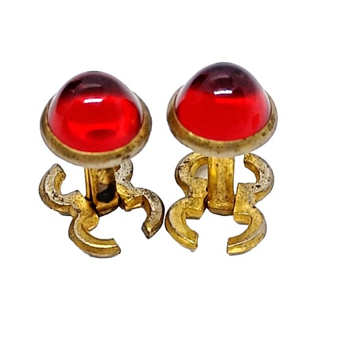 Boutons De Manchette Swank Or Et Rouge - Modèle 04212014 - Occasion En Bon état - Pour Costume élégant