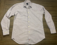 David Donahue Dress Shirt Mens 18.5 34 / 25 Purple Plaid Button Up Long Sleeve
