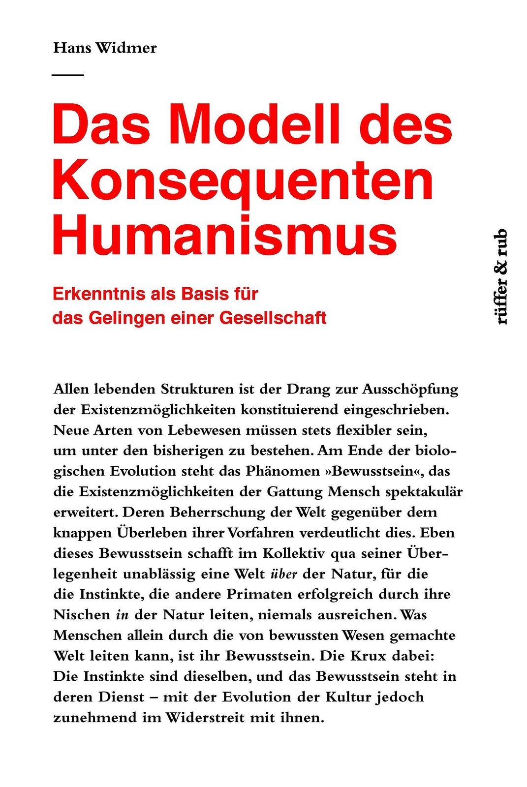 Thumbnail - Das Modell Des Konsequenten Humanismus Hans Widmer Taschenbuch