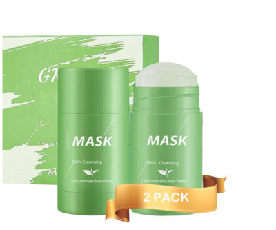 2PK Green Tea Clay Mask Stick Purifying Deep Cleansing Face Moisturizing