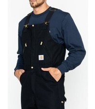 Carhartt Insulated Overalls Men's 46W x 34 Zip-to-Waist in Color Black