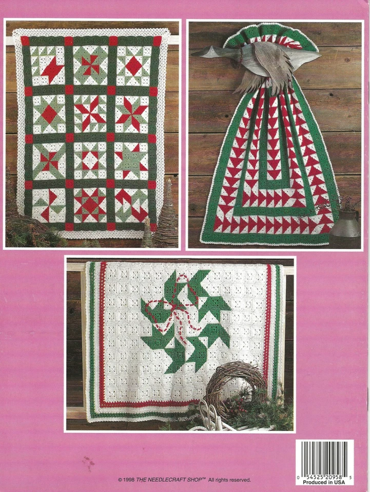 Christmas Afghans Crochet Geese Wreath Logs Stars Tiles Sampler Winter Warmth - Image 2 of 2