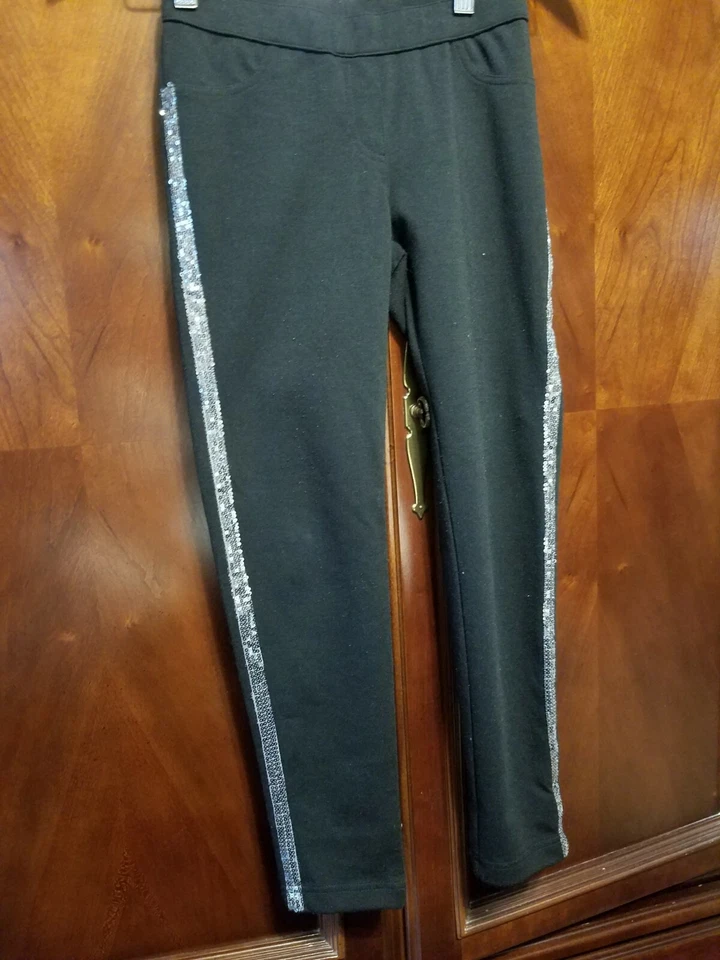 Kate Mack Niñas Talla 8 Top/Inferior Color Negro Con Lentejuelas Plateadas Estrella/Raya Foto 3 de 4