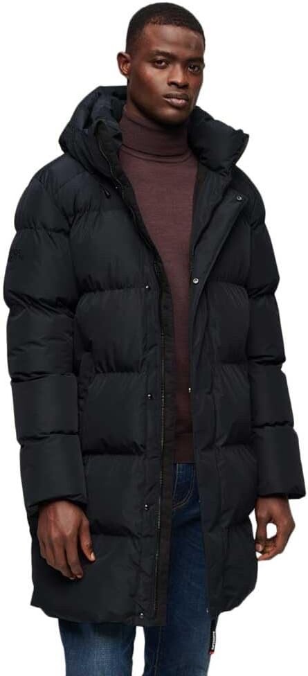 Superdry Vintage Hooded Sports Puffer Longline  Mid Length Jacket Quilted Navy image 2