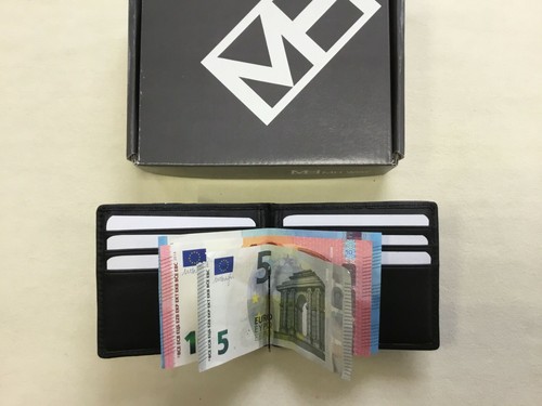 PORTAFOGLIO PER CARTE CREDITO E BANCONOTE IN VITELLO NERO MH WAY 769N A  MOLLA | eBay