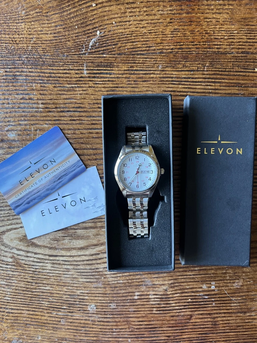 Brand New Elevon Gann Men s Silver Bracelet Watch with Day Date