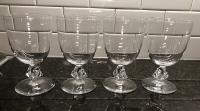 VINTAGE WINE WATER GLASSES ICE CUBE STEM STEMWARE BARWARE SET OF 4
