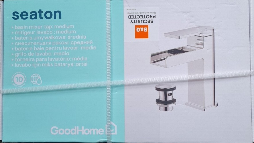 GoodHome Seaton Basin Mono Waterfall Mixer Tap & Clicker Waste