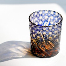 9oz Blue Handmade Whiskey Glasses Edo Kiriko Crystal Whisky Glass Cup Drinkware