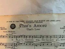 THATS AMORE VINTAGE SHEET MUSIC 1953 sung THE CADDIE DEAN MARTIN & JERRY LEWIS