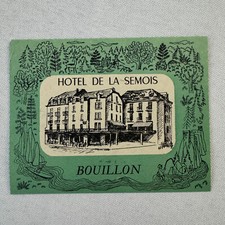 Vintage Hotel Travel Luggage Label Hotel de La Semois Bouillon French