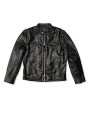 Daytona : 100% Genuine Black Cowhide Leather Jacket , Cafe Racer Jacket