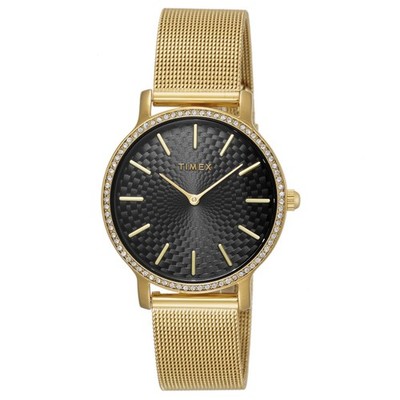 Unbenutzte TIMEX Transcend TW2V52300 Schwarz Gold Edelstahl Damenuhr in Box