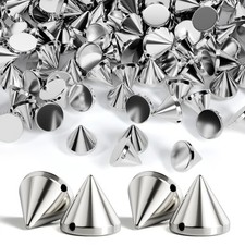 OIIKI 100 PCS 8mm Silver ABS Bullet Spike Cone Studs, Rivets silver, 100pcs