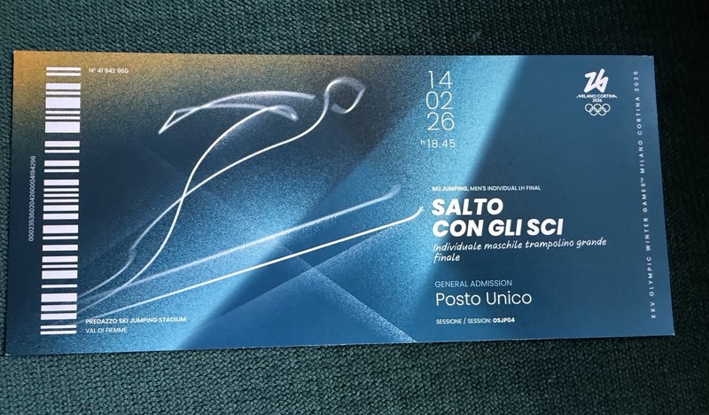 Milano Cortina 2026 Olympics Souvenir Ticket Ski Jumping 16.02 OSJP06 Superteam