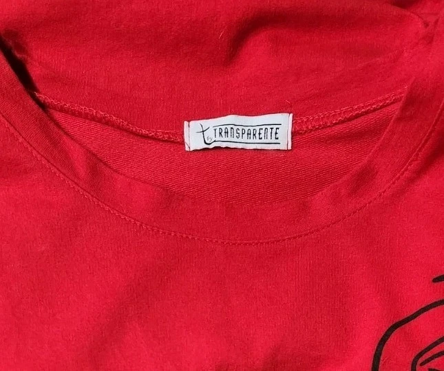 Camiseta T by Transparente Estampado Rojo Cremallera Lateral Talla 2 100% Algodón Túnica Foto 3 de 4