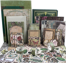 Diuhofart Vintage Scrapbooking Supplies Kit, 185Pcs Junk Journal Kit with Scrapb