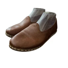 Sabah Shoes Fort Worth Brown Leather Slip On Loafers Handmade Turkey Size 38