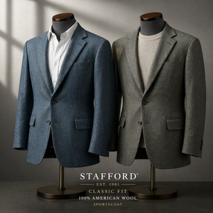 Stafford Classic Fit 100%American Wool Sportcoat Vert & Marine Hommes tailles 40 à 52