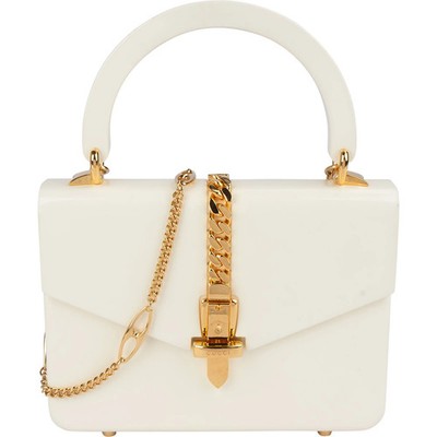 Gucci White Plexiglass Sylvie 1969 Mini Top Handle Handbag Tasche