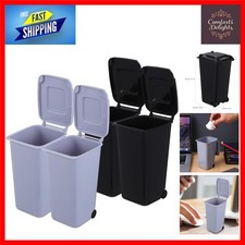 Creative Mini Desktop Wheelie Bin Organiser with Lid and Wheels 4 Pack