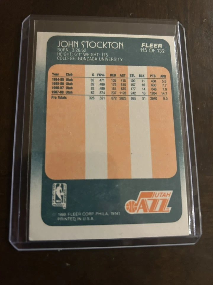 Fleer #115 1988 John Stockton RC (HOF) Foto 2 de 2