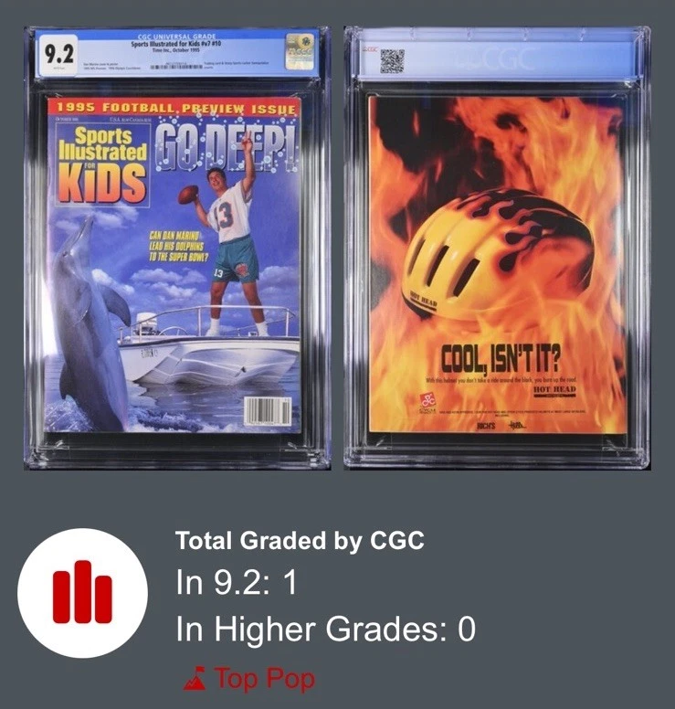 DAN MARINO ESPORTES RAROS ILUSTRADOS PARA CRIANÇAS 1995 COM CARTÕES SI CAPA POP 1 CGC 9.2 - Imagem 3 de 3