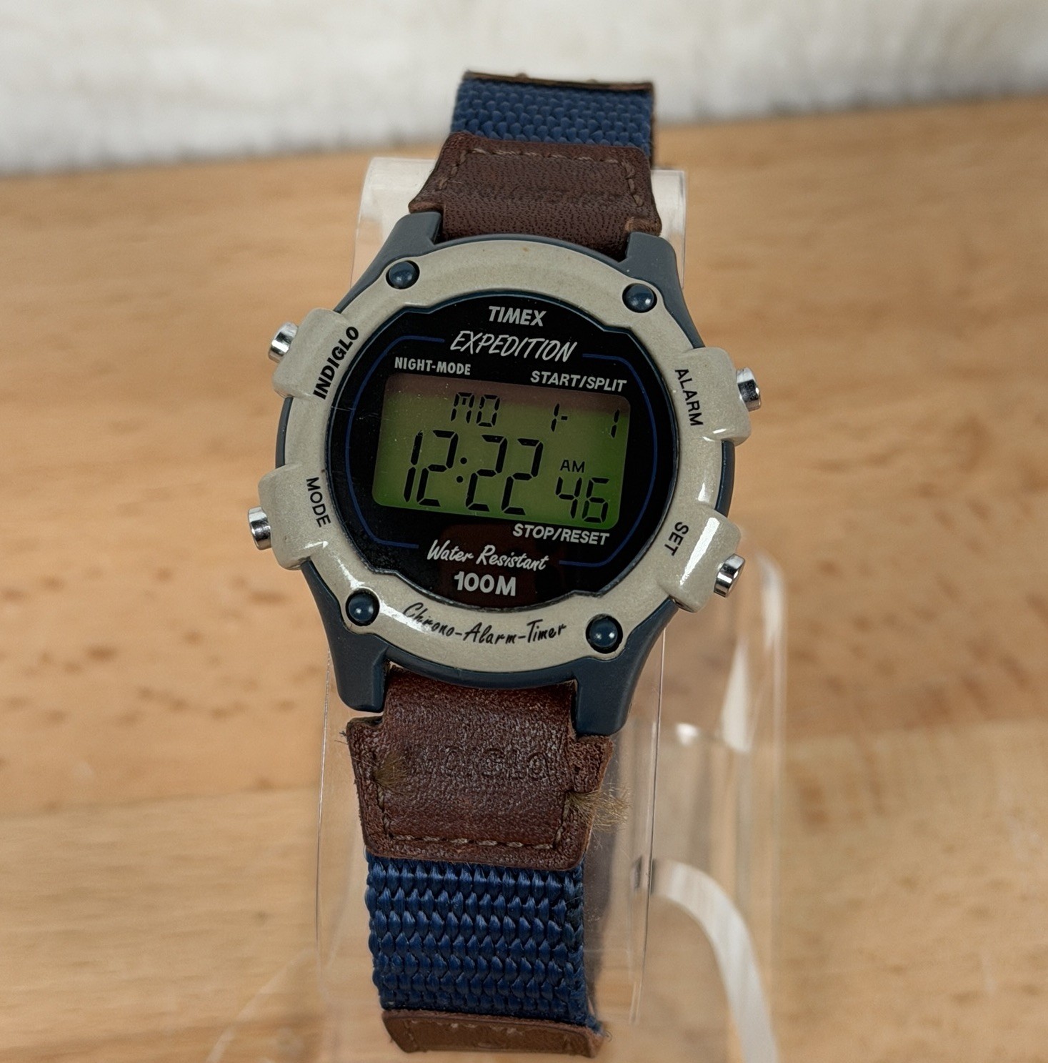 Vintage Timex Expedition Watch 35mm Men Indiglo Chronograph Alarm New Battery